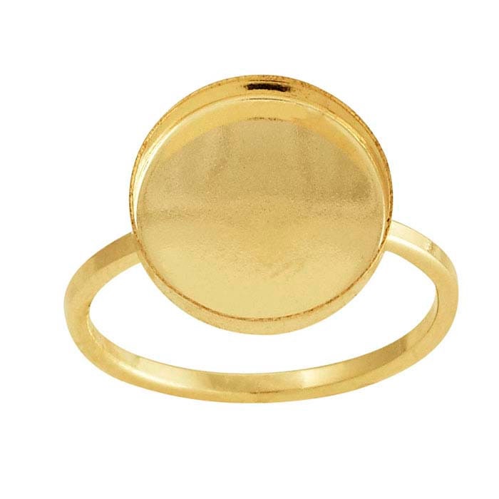 14/20 Yellow Gold-Filled 4mm, 6mm, 8mm, 10mm or 12mm Round Cabochon Ring Mounting, blank Cab (Cabochon) setting Size 6 to 8