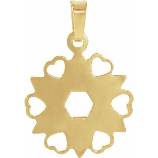 14K Yellow 18x15 mm Star of David Pendant. Solid Gold
