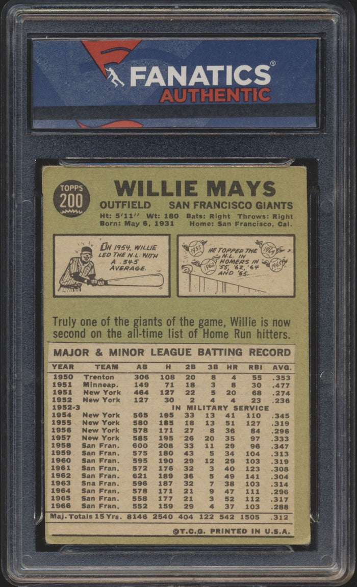 1967 Topps 200 Willie Mays VG-EX (Fanatics) 15027
