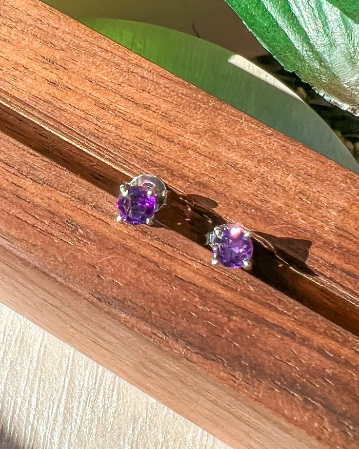 Amethyst Stud Earrings | .925 Sterling Silver