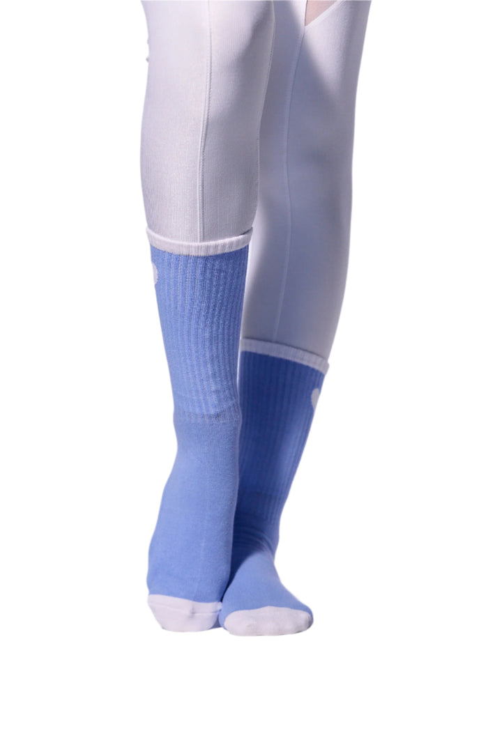 COCO Heart Grip Socks | Blue & White