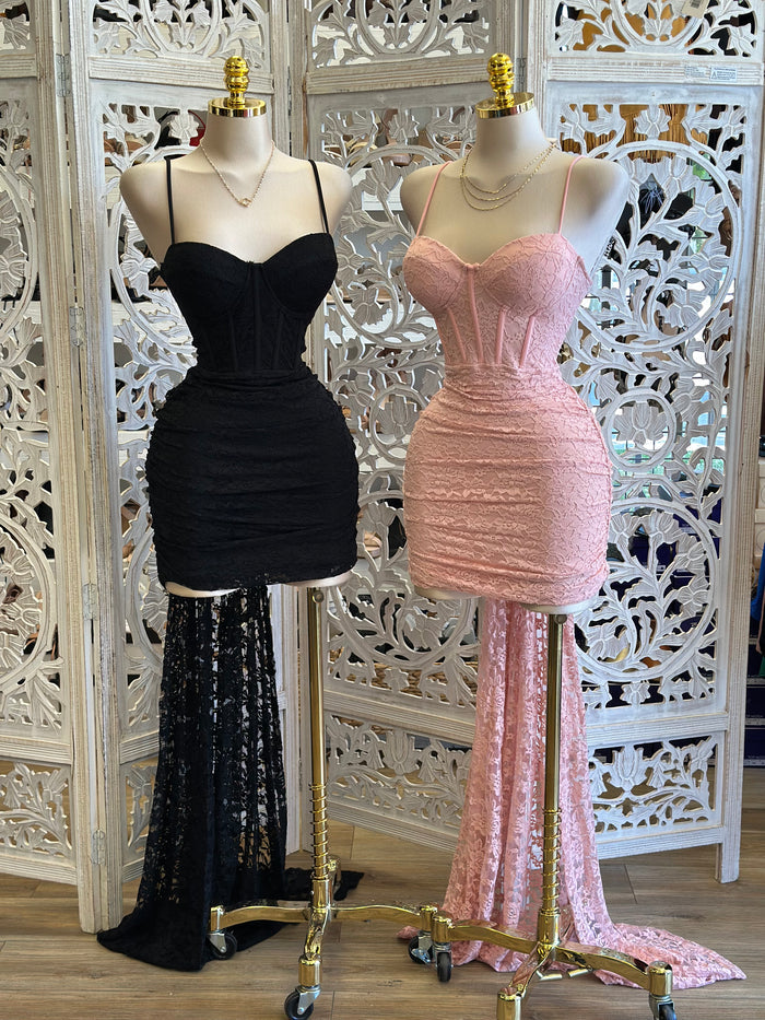 Corset Lace Tailed Dress- Slightly Stretchy, Estira Poco