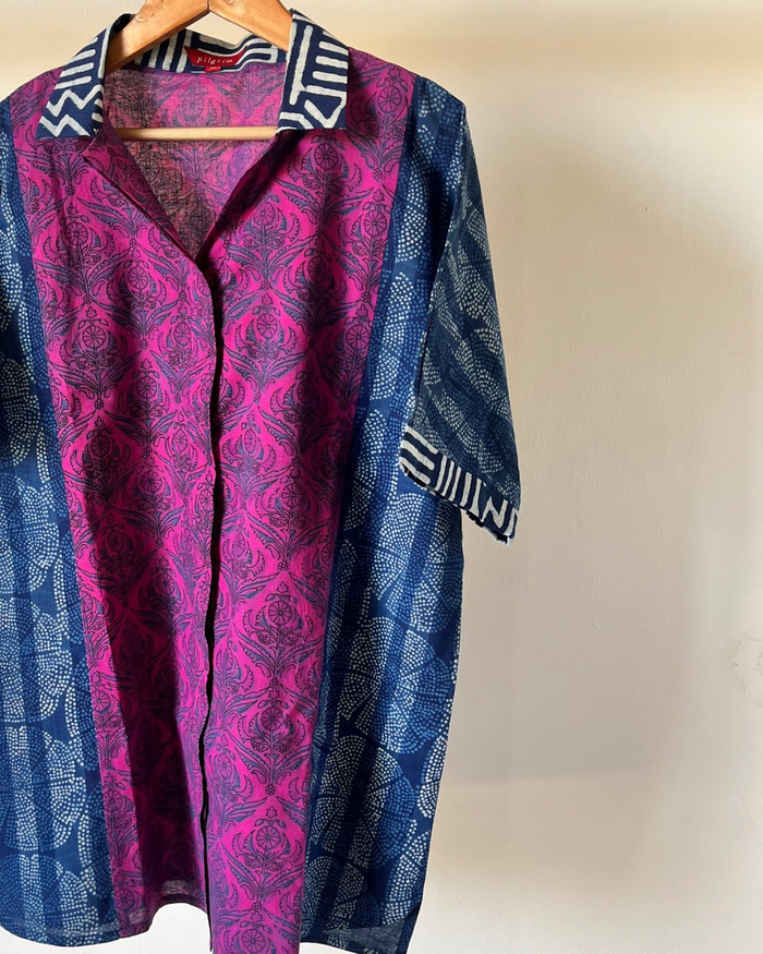 Devi Shirt - purple indigo block