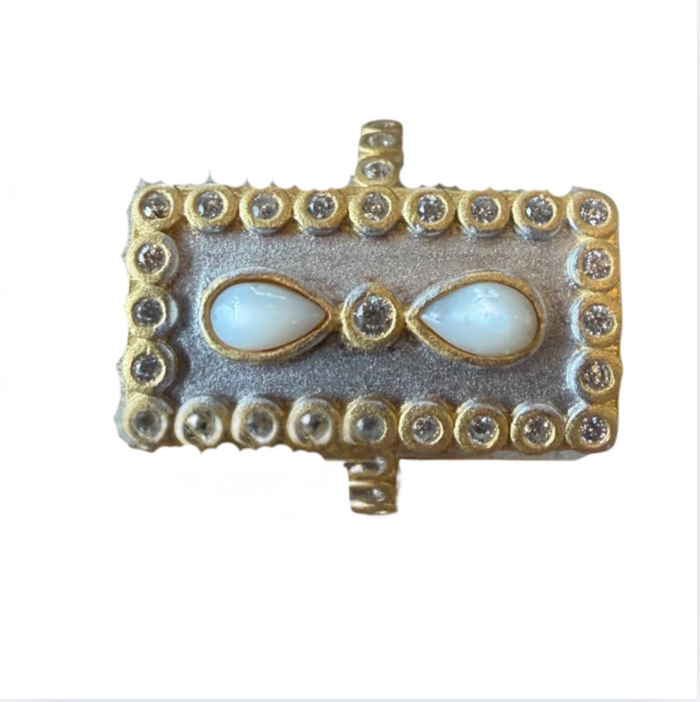Freida Rothman Mother of Pearl Eternity Ring Size 8