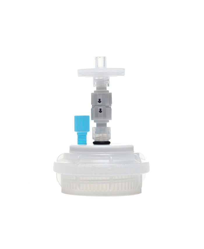 HPLC Solvent Reservoir ChromCap™ 300 Assembly, GL45, Class VI Polytetrafluoroethylene (PTFE) Adapter, 1 Ports for 3.2mm(1/8") or 1.6mm(1/16") OD | img_1 | Foxx Life Sciences Global | shopfls.com