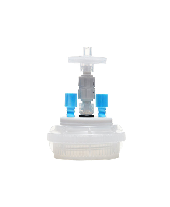 HPLC Solvent Reservoir ChromCap™ 300 Assembly, GL45, Class VI Polytetrafluoroethylene (PTFE) Adapter, 2 Ports for 3.2mm(1/8") and/or 1.6mm(1/16") | img_1 | Foxx Life Sciences Global | shopfls.com