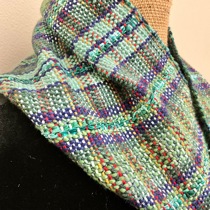 “Jamie” Infinity Scarf - J214 - Navy, Mint & Evergreen