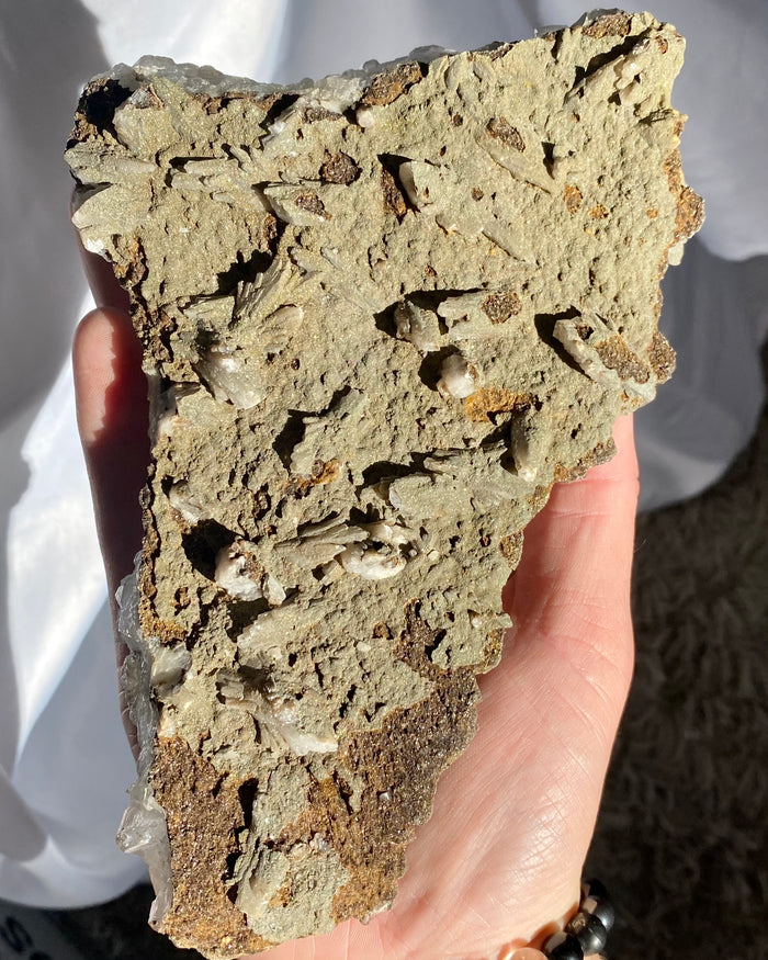 Large Quartz with Green Fluorite & Pyrite Specimen