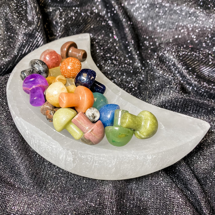 Large Satin Spar {Selenite} Crescent Moon Bowl ~6 inches