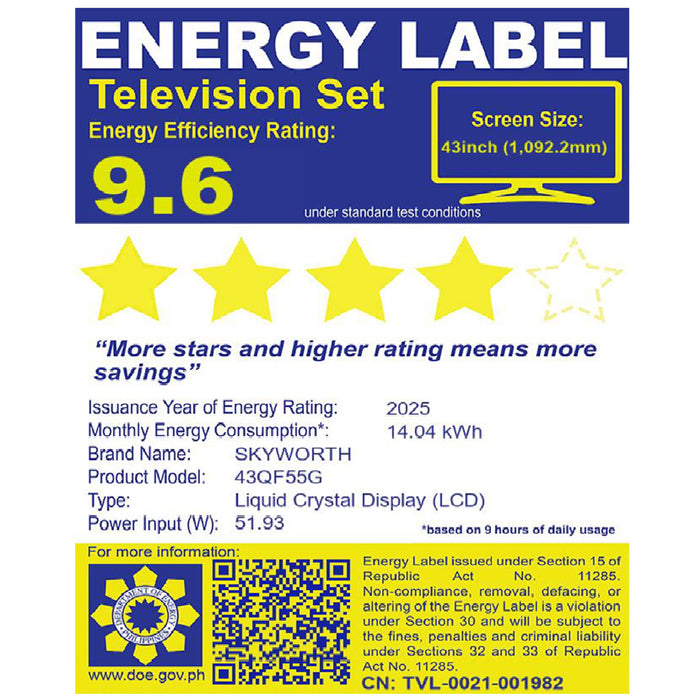 LED-43QF55G SKYWORTH 43`` QLED GOOGLE FHD TV