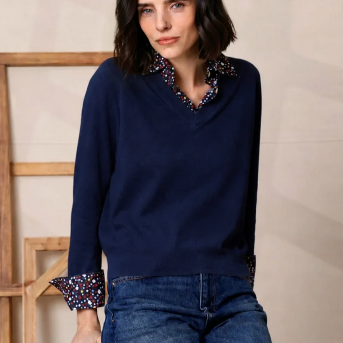 Minnie Rose Polo w/floral collar
