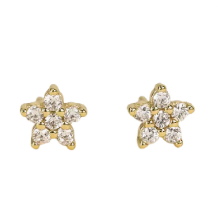 Pave Flower Stud Earrings