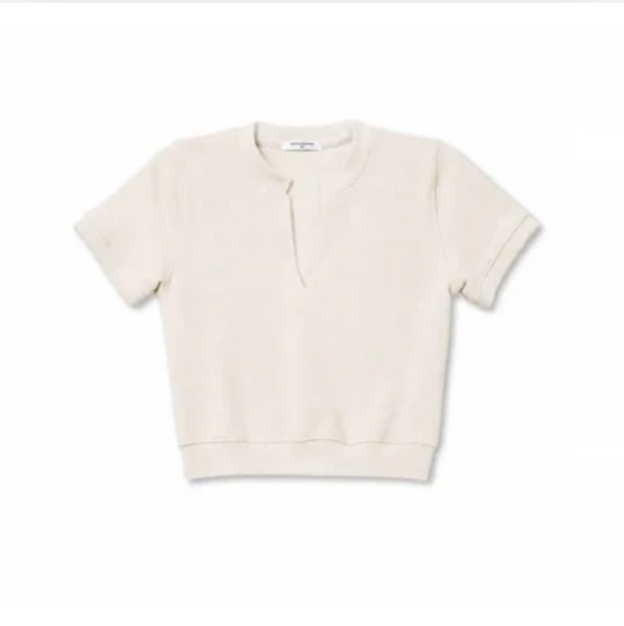 perfectwhitetee Cleo Terry Slit V Neck