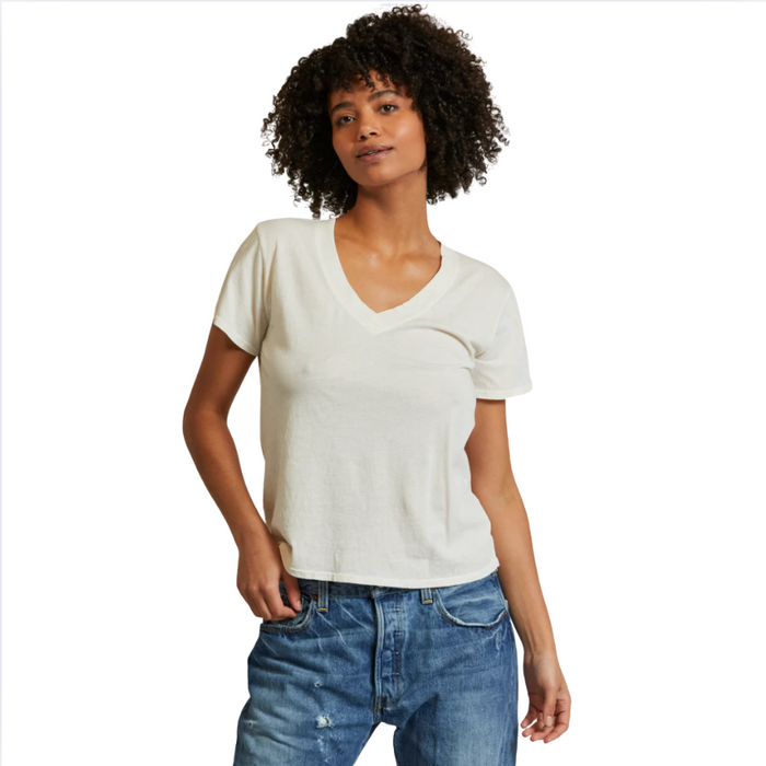 perfectwhitetee Hendrix Cotton Boxy V-Neck Tee