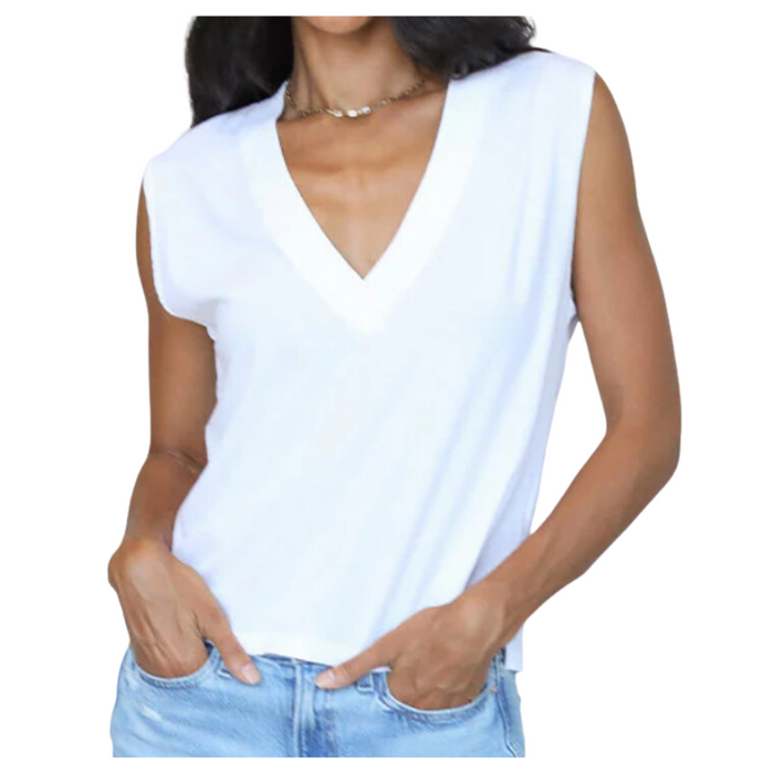 perfectwhitetee Margot Sleeveless V-Neck Tee