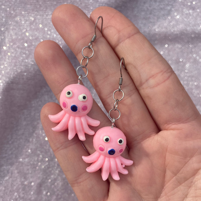 Pink Octopus Earrings
