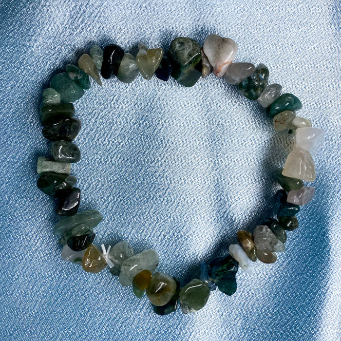 Rainbow Moss Agate Chip Bracelet