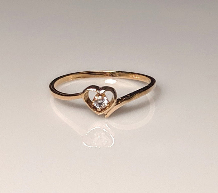Solid 10kt, Natural Gemstone, Heart Promise Ring, Size 4-7 143-712, Sapphire, Ruby, Emerald, Topaz, Peridot, Garnet, Amethyst, Birthstone