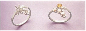 Solid Sterling Silver or 14kt Gold 3.5mm Round Accented Half ByPass Pre-Notched Blank Ring Size 6-8 setting 163-275/143-275