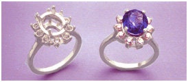 Solid Sterling Silver or 14kt Gold 7x5-10x8mm Oval Cluster Pre-Notched Blank Ring Size 7 setting 163-547/143-547