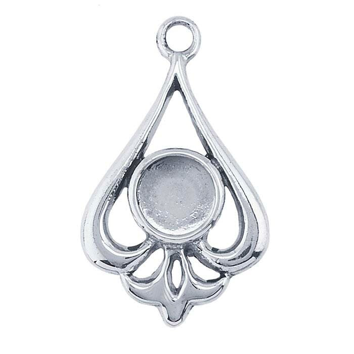 Sterling Silver 6mm Round Teardrop Cabochon Dangle Mounting, Cab (Cabochon), Earrings, Pendant, Custom 687159