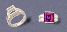 Sterling Silver or 14kt Gold 10mm Square Princess Fancy Channel Pre-Notched Blank Ring Size 7 setting 163-846/143-846
