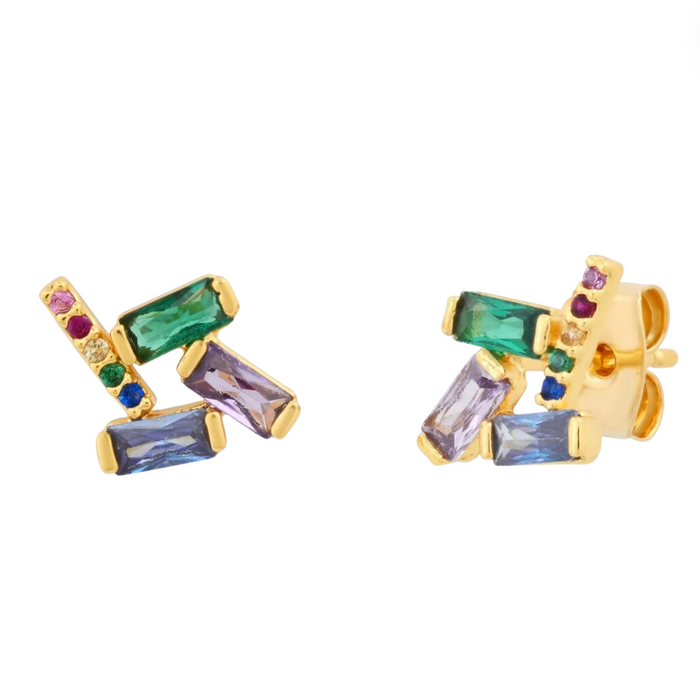 TAI Multi-colored CZ Geometric CZ Studs