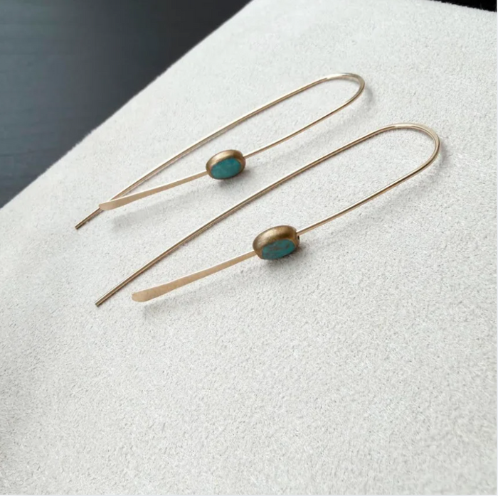 Turquoise Cabochon Threader Earrings