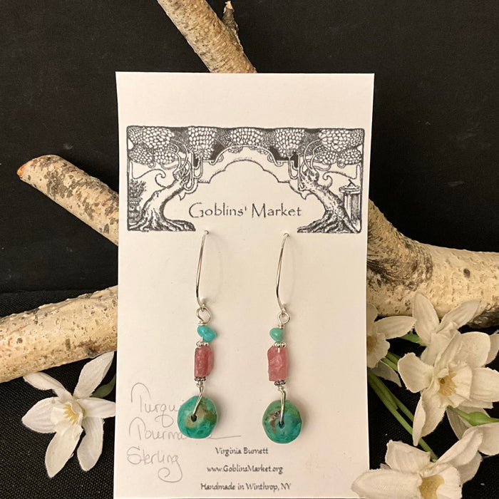 Turquoise & Tourmaline Earrings