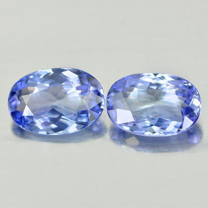 1.10tcw, Natural Slightly Purplish Blue Tanzanite, 6x5mm Oval Cut, 2 Pieces, VS, Loose Stone, Matched Pair