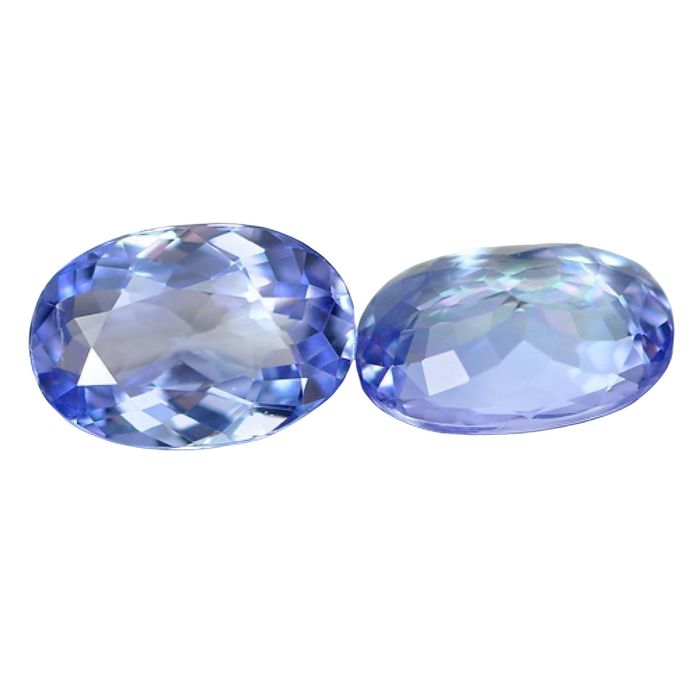 1.10tcw, Natural Slightly Purplish Blue Tanzanite, 6x5mm Oval Cut, 2 Pieces, VS, Loose Stone, Matched Pair