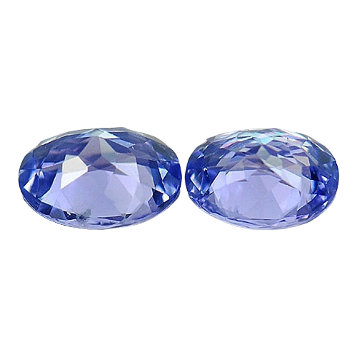 1.10tcw, Natural Slightly Purplish Blue Tanzanite, 6x5mm Oval Cut, 2 Pieces, VS, Loose Stone, Matched Pair