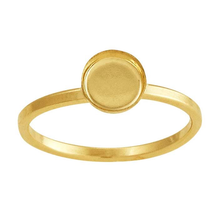 14/20 Yellow Gold-Filled 4mm, 6mm, 8mm, 10mm or 12mm Round Cabochon Ring Mounting, blank Cab (Cabochon) setting Size 6 to 8