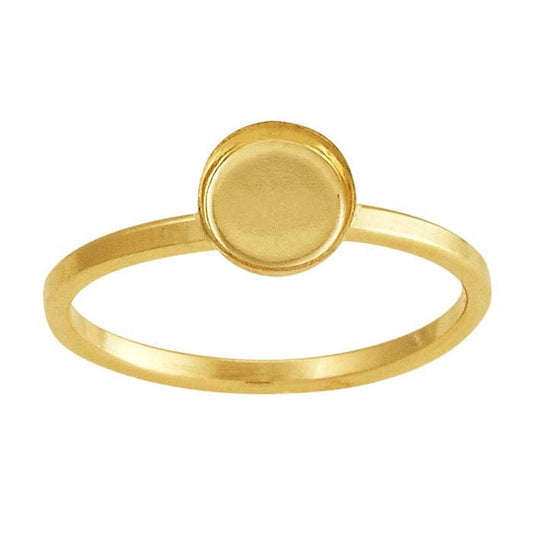 14/20 Yellow Gold-Filled 4mm, 6mm, 8mm, 10mm or 12mm Round Cabochon Ring Mounting, blank Cab (Cabochon) setting Size 6 to 8