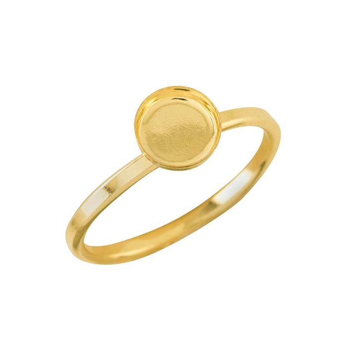 14/20 Yellow Gold-Filled 4mm, 6mm, 8mm, 10mm or 12mm Round Cabochon Ring Mounting, blank Cab (Cabochon) setting Size 6 to 8
