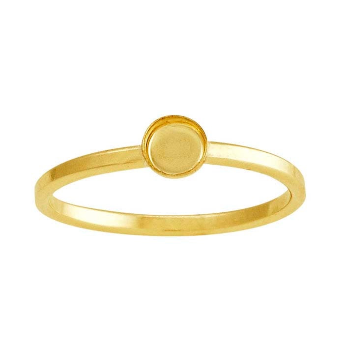 14/20 Yellow Gold-Filled 4mm, 6mm, 8mm, 10mm or 12mm Round Cabochon Ring Mounting, blank Cab (Cabochon) setting Size 6 to 8