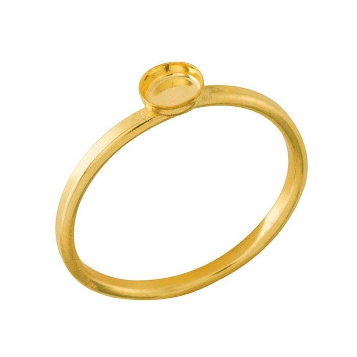 14/20 Yellow Gold-Filled 4mm, 6mm, 8mm, 10mm or 12mm Round Cabochon Ring Mounting, blank Cab (Cabochon) setting Size 6 to 8