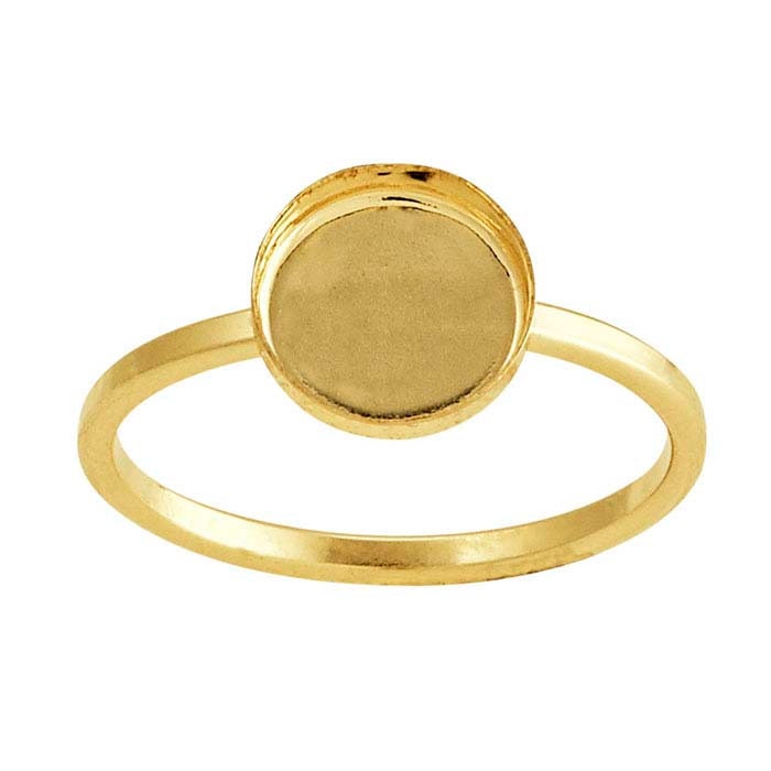14/20 Yellow Gold-Filled 4mm, 6mm, 8mm, 10mm or 12mm Round Cabochon Ring Mounting, blank Cab (Cabochon) setting Size 6 to 8