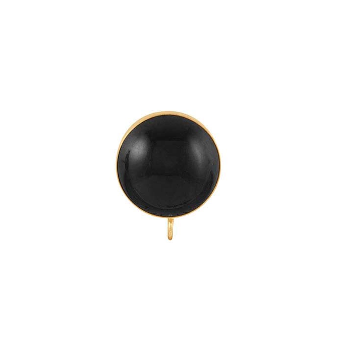14/20 Yellow Gold-Filled 6mm to 10mm Round Cabochon Post Earring Mountings with Open Ring, Round Cabochon Earrings, Blank Setting, Stud