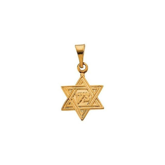 14K Yellow 12 mm Star of David Pendant. Solid Gold