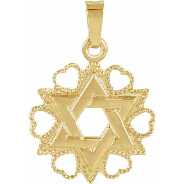 14K Yellow 18x15 mm  Star of David Pendant. Solid Gold