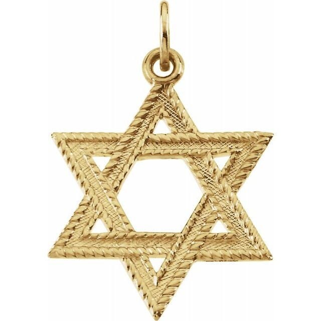 14K Yellow 23x18 mm Star of David Pendant. Solid Gold