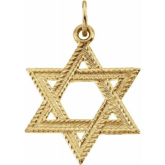 14K Yellow 23x18 mm Star of David Pendant. Solid Gold