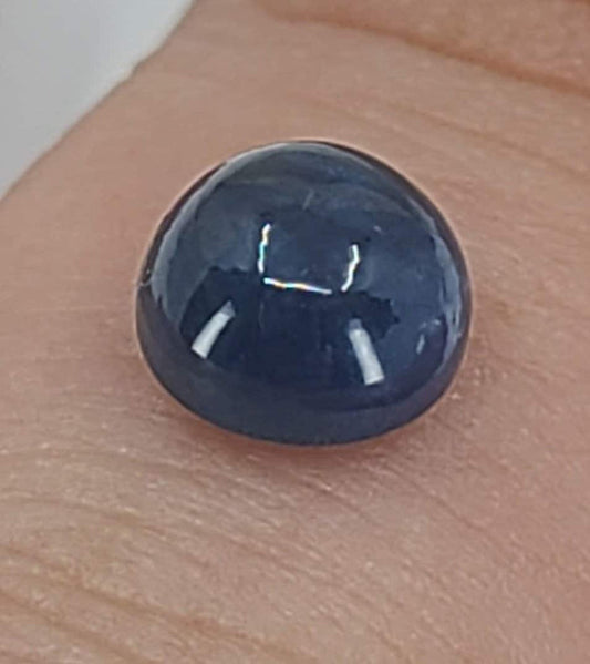 1.54ct Natural Medium Blue Sapphire Cab (Cabochon) 6mm Round, Top Quality