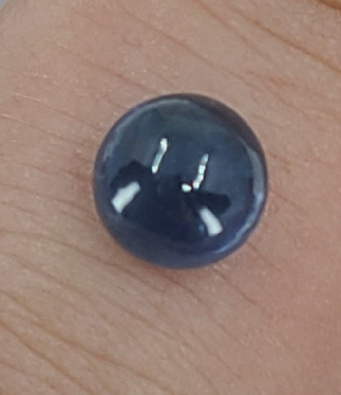1.54ct Natural Medium Blue Sapphire Cab (Cabochon) 6mm Round, Top Quality