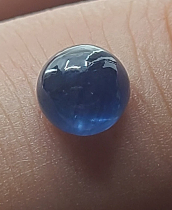 1.54ct Natural Medium Blue Sapphire Cab (Cabochon) 6mm Round, Top Quality