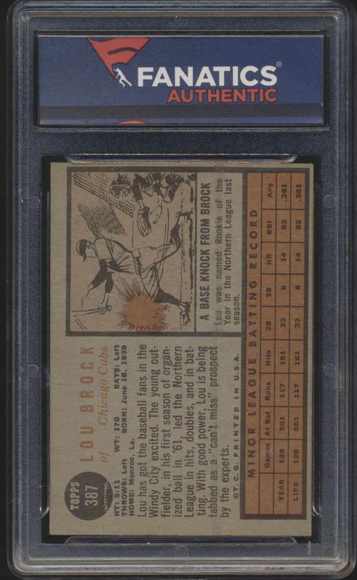1962 Topps  387 Lou Brock HOF RC EX 15045