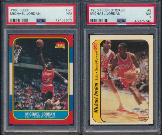 1986 Fleer Basketball Set Break #13 ALL PSA 7 with Stickers (Limit 3 Max)