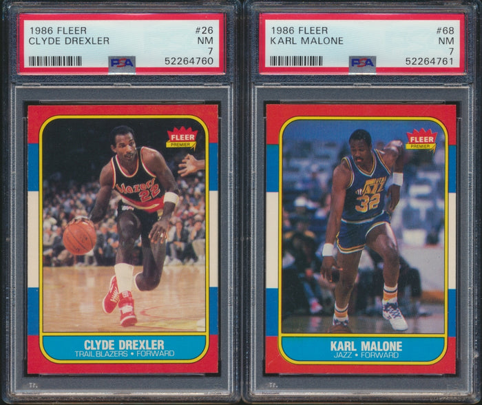 1986 Fleer Basketball Set Break #13 ALL PSA 7 with Stickers (Limit 3 Max)