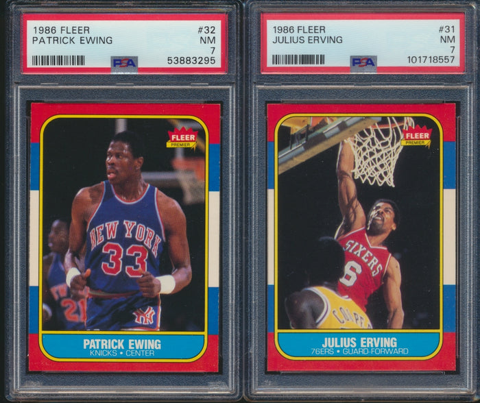 1986 Fleer Basketball Set Break #13 ALL PSA 7 with Stickers (Limit 3 Max)